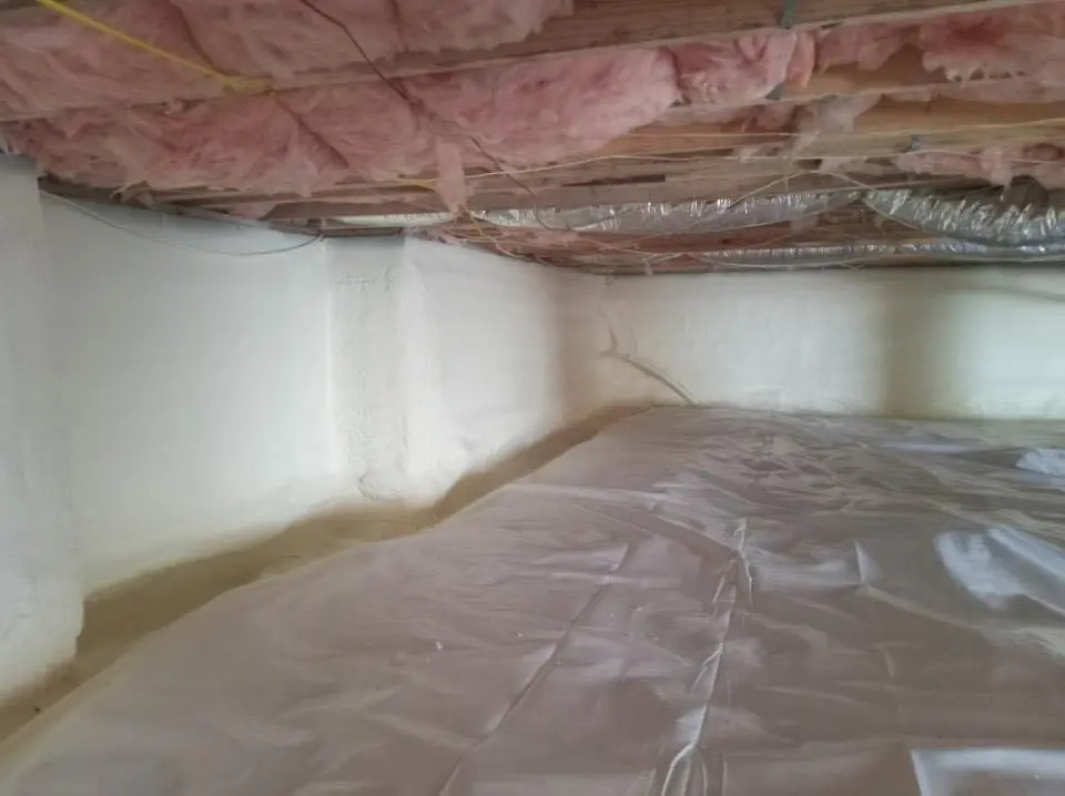 Crawl space encapsulation with closed-cell spray foam for Flat Roof Repair in Taylorville